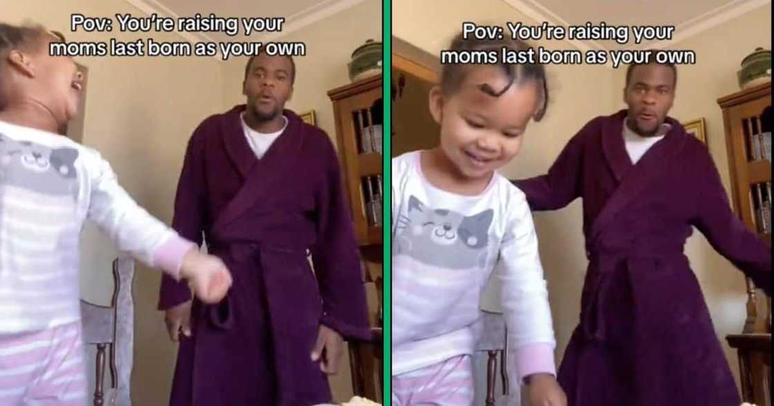 A man and his little sister dance in a TikTok video A man and his little sister dance in a TikTok video