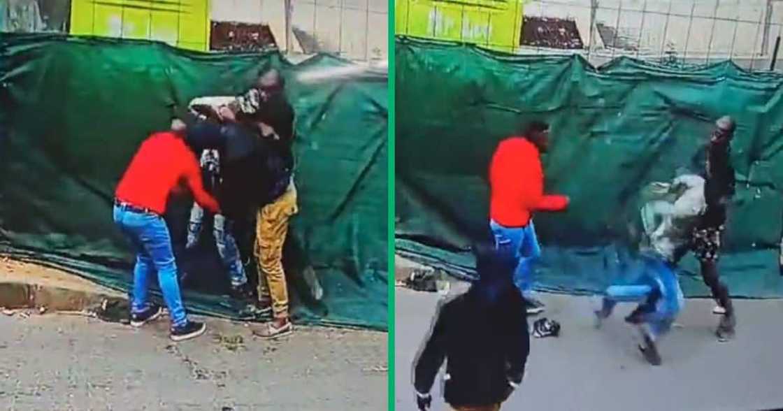 Collage images of a man getting robbed Collage images of a man getting robbed
