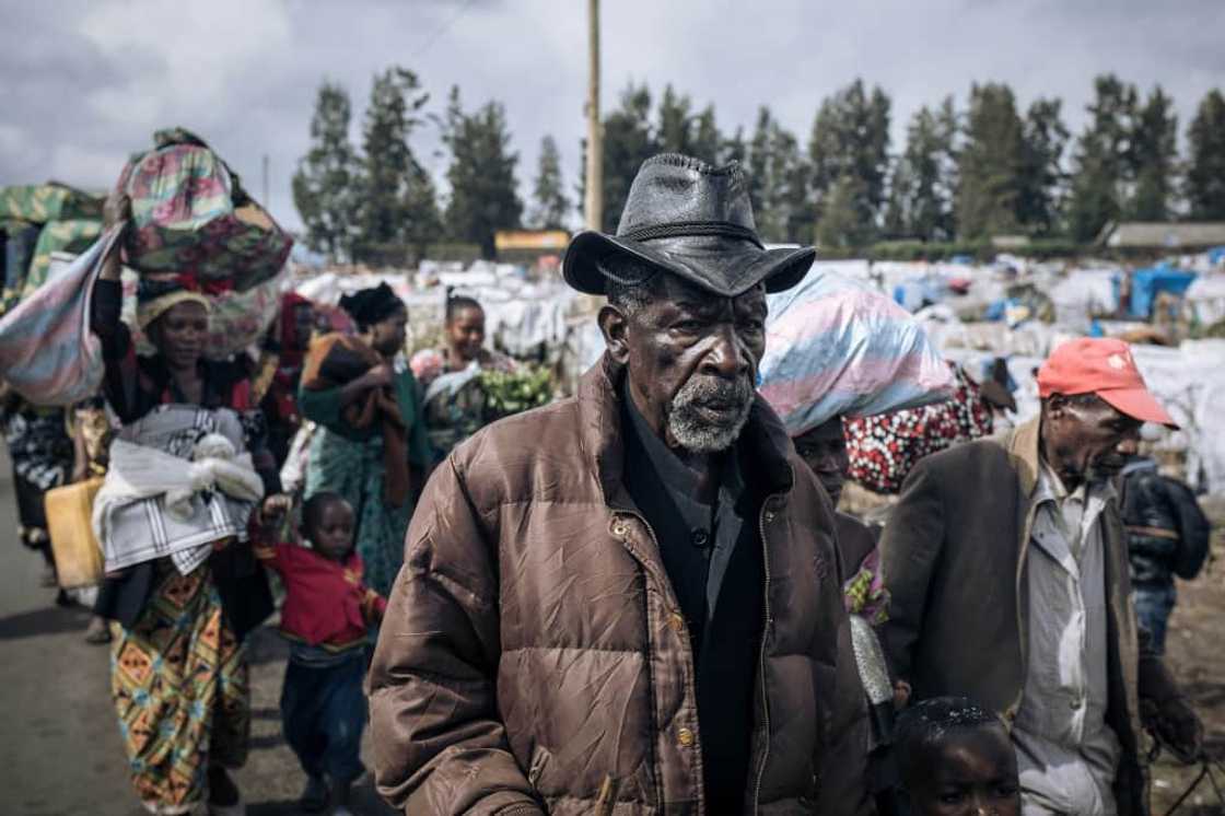 People displaced by the fighting in eastern DR Congo heading to Goma this week