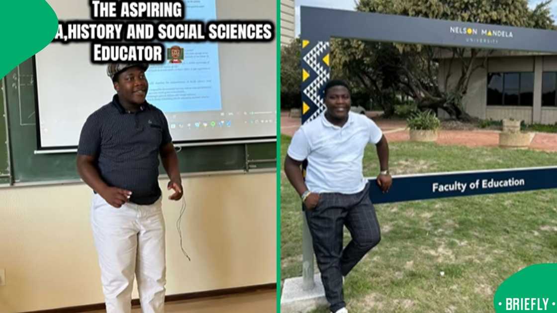 The visual on the right showed Mr Mxoli at the Nelson Mandela University