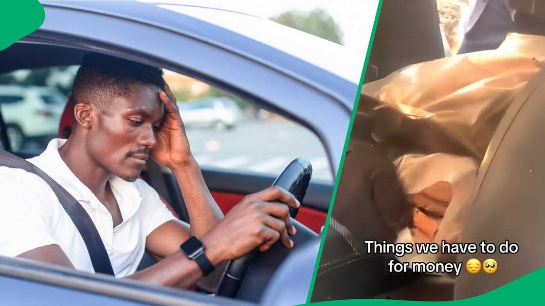 A driver was disheartened when he had to deliver bags of wood to his client. A driver was disheartened when he had to deliver bags of wood to his client.
