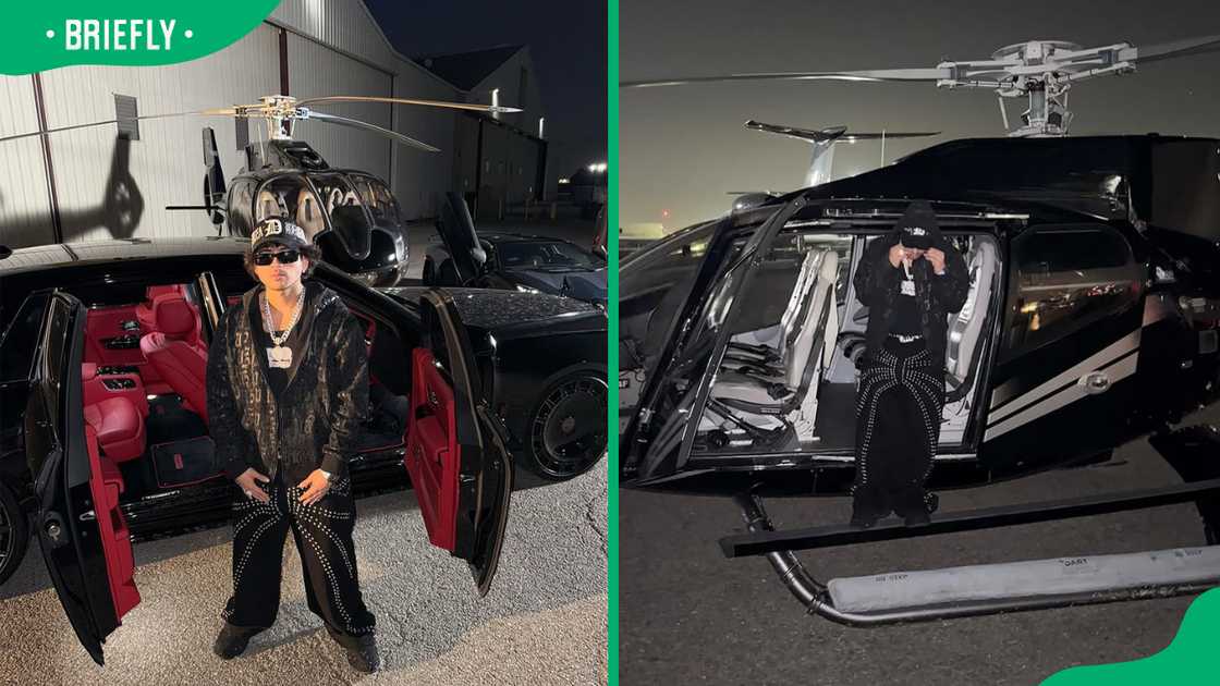 Jesús Ortiz Paz posed with his car and helicopter Jesús Ortiz Paz posed with his car and helicopter