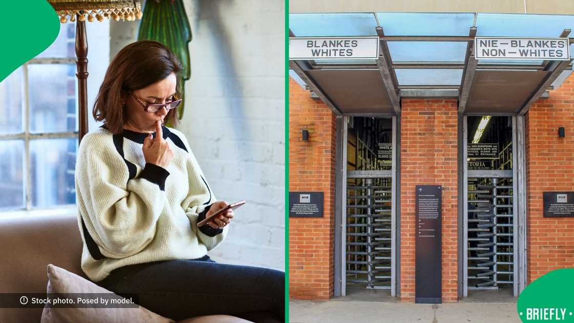 A woman discovered an apartheod-era artefact. A woman discovered an apartheod-era artefact.