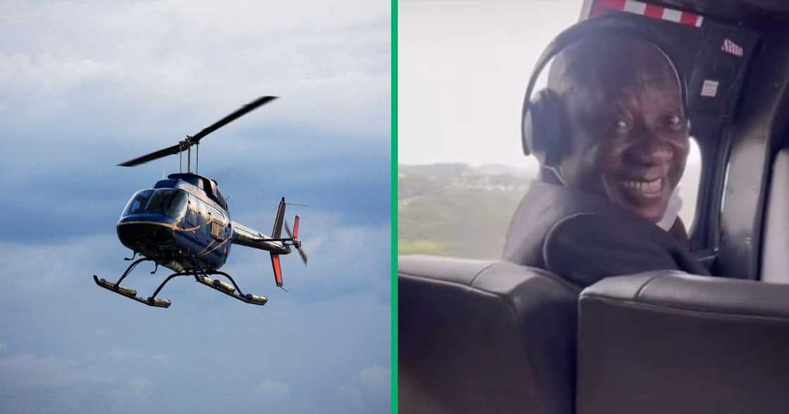 Cyril Ramaphosa enjoyed himself on a helicopter ride in a TikTok video