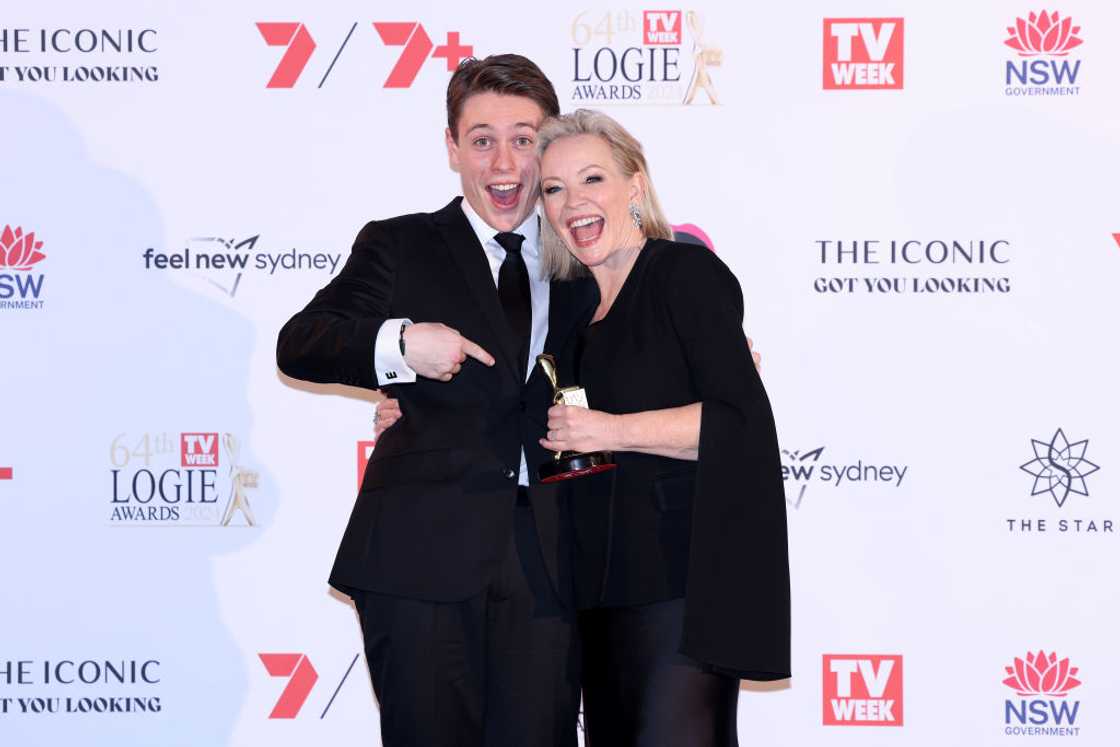 Zachary Bell and Rebecca Gibney