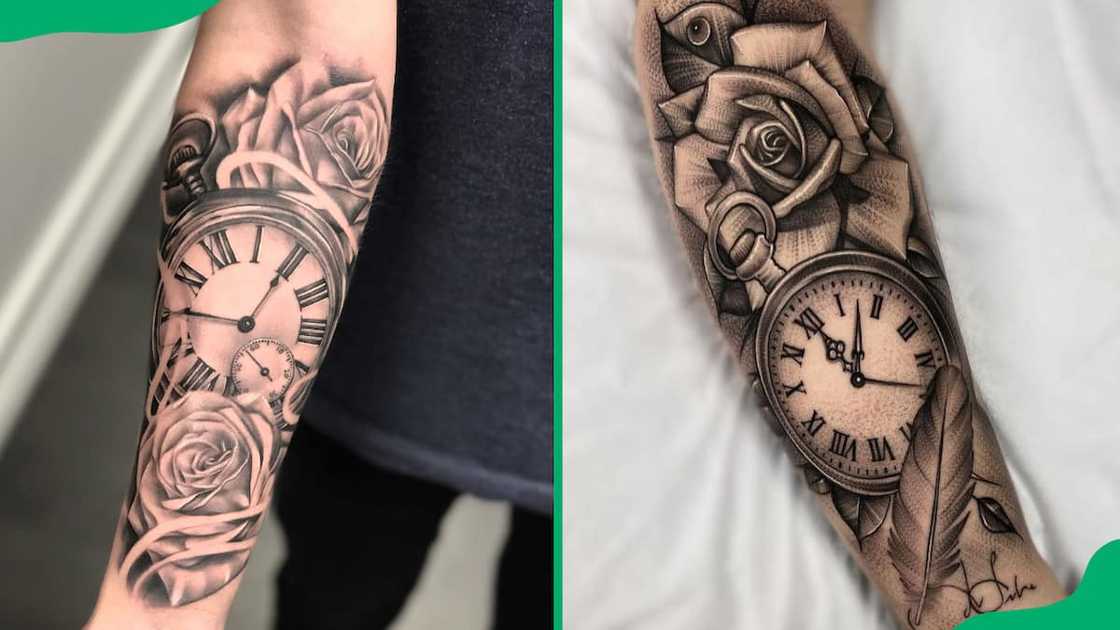 Rose clock tattoos Rose clock tattoos
