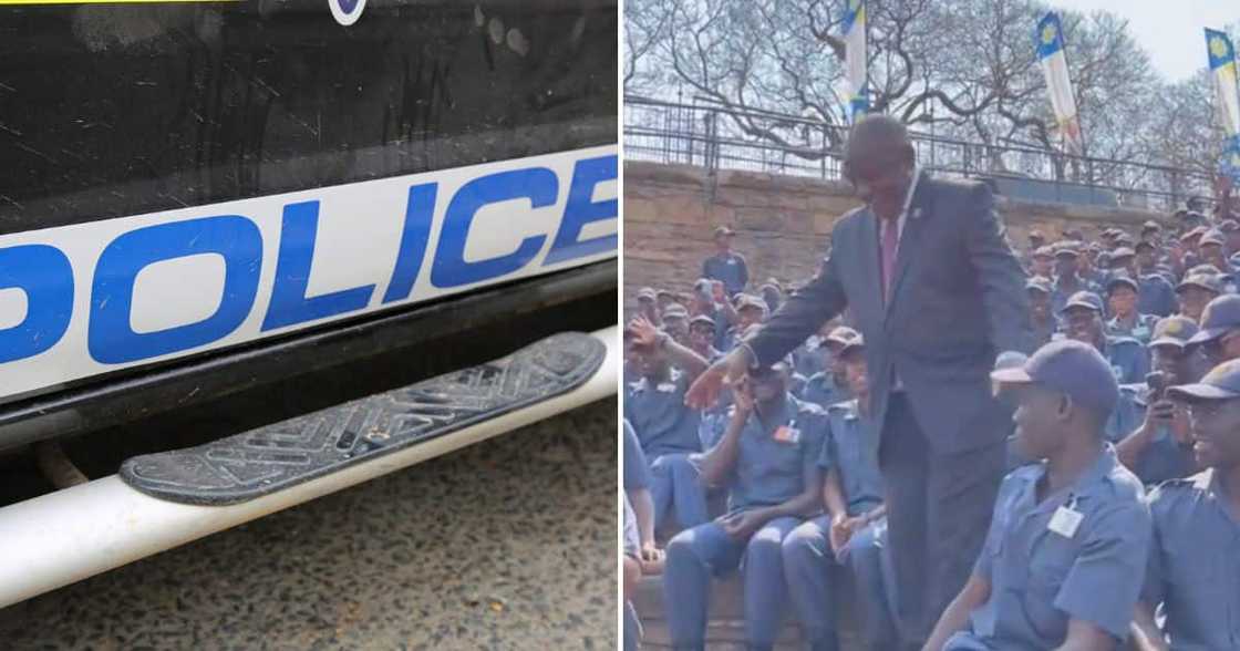 President Ramaphosa gets a hand from SAPS. President Ramaphosa gets a hand from SAPS.