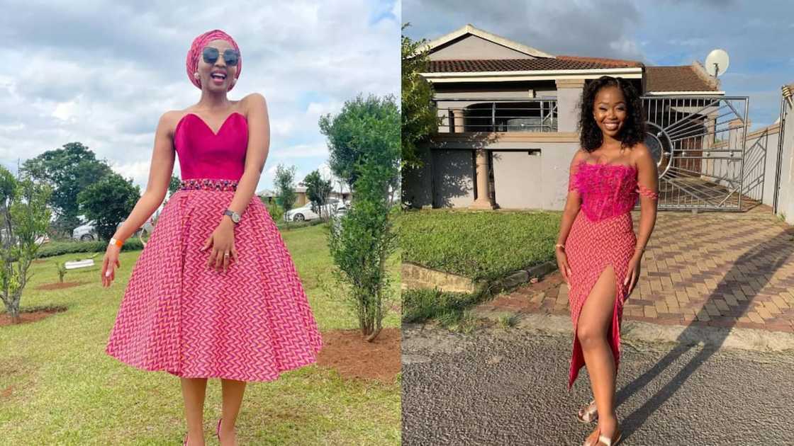 Fancy pink Shweshwe outfits Fancy pink Shweshwe outfits