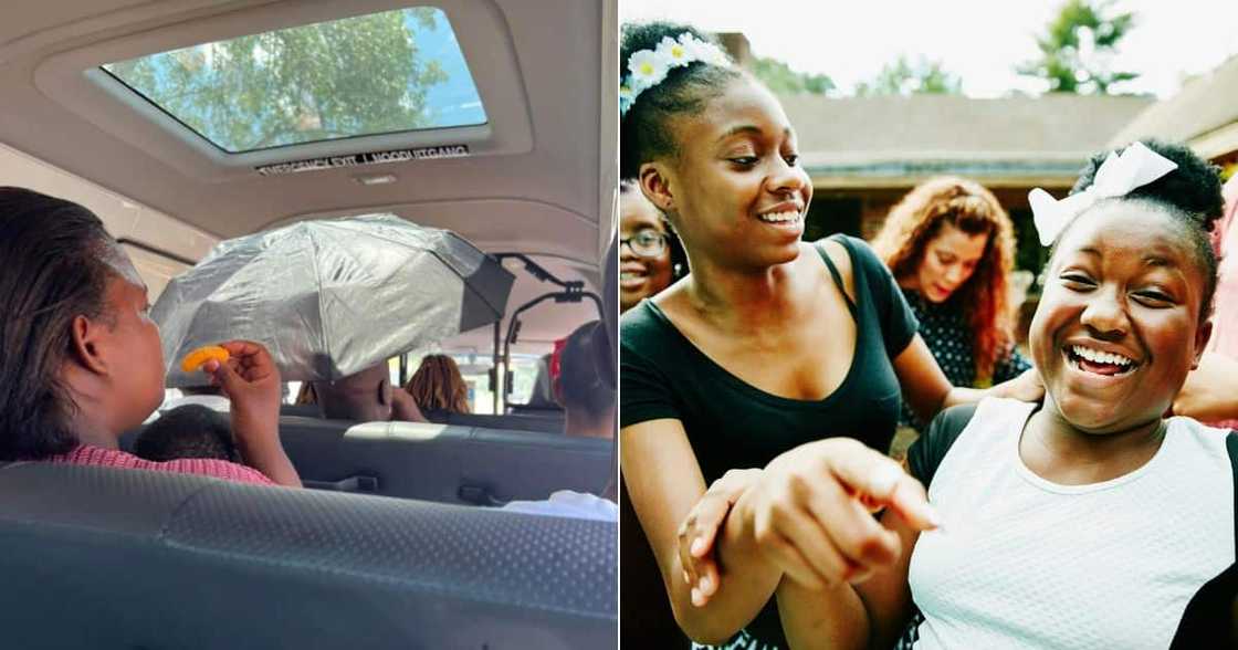 Man with umbrella in taxi Man with umbrella in taxi