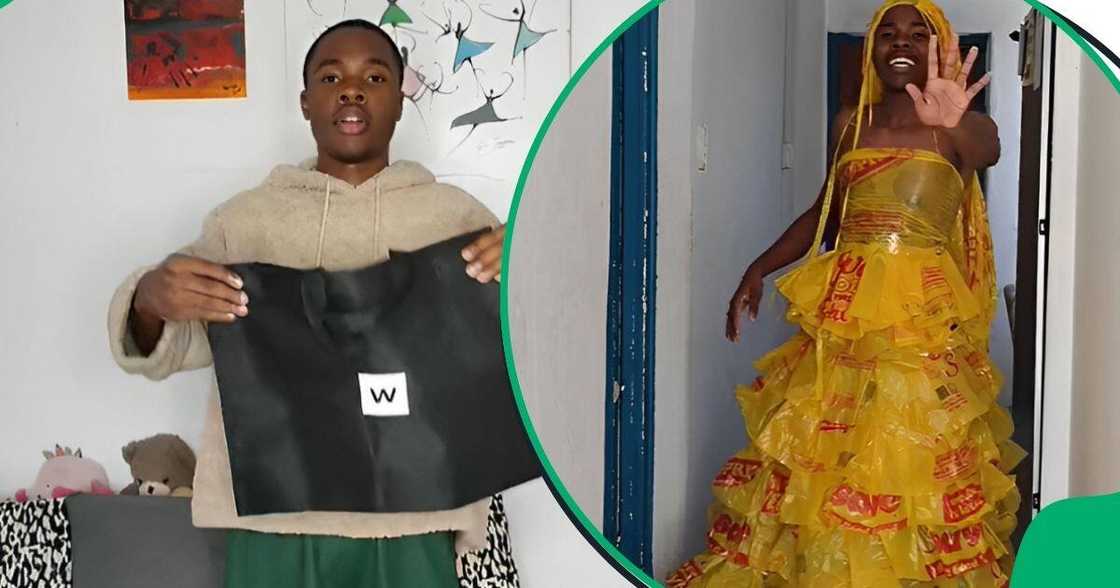 Mzansi designer creates dress made of Woolworths bags Mzansi designer creates dress made of Woolworths bags