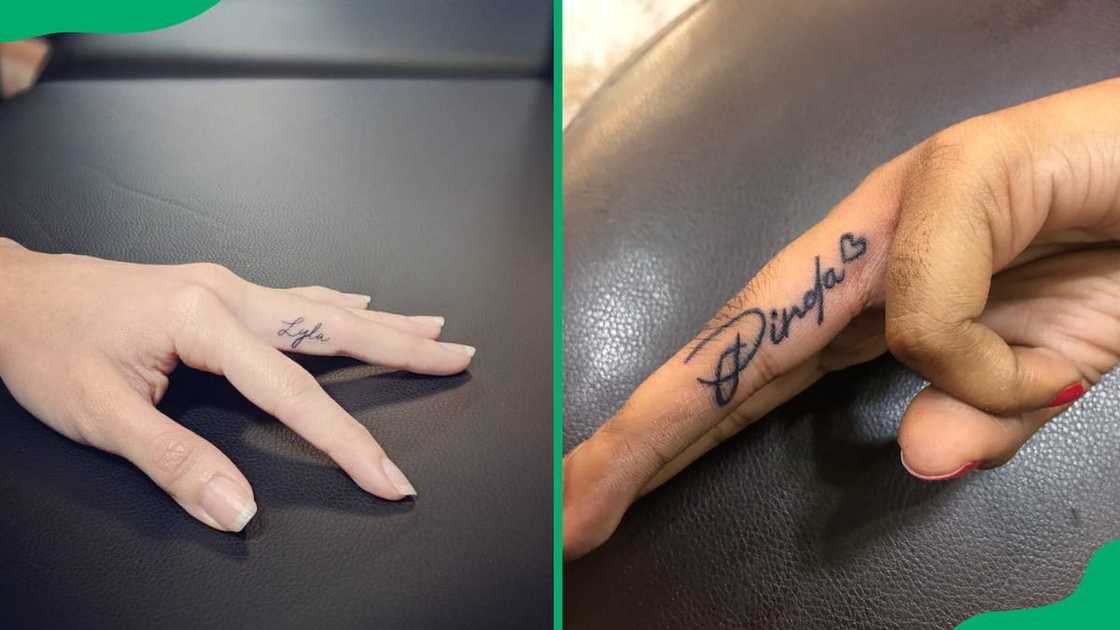 Name finger tattoo