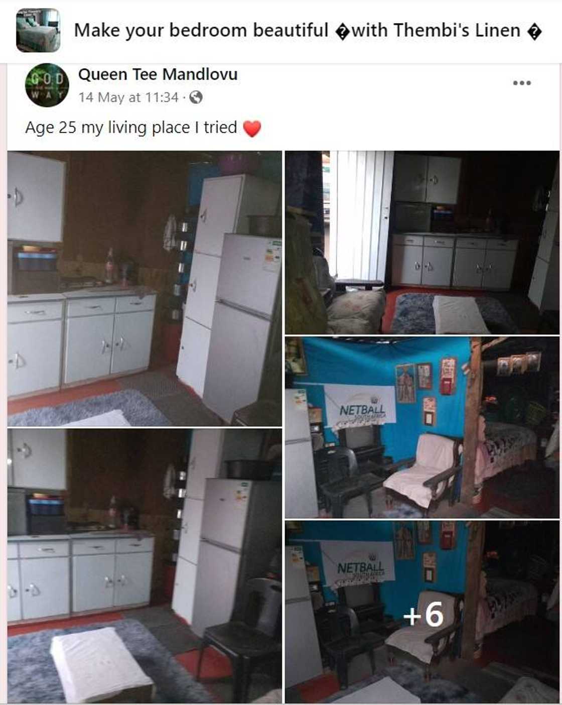 Screenshot of a Facebook post showing off the inside of a house.