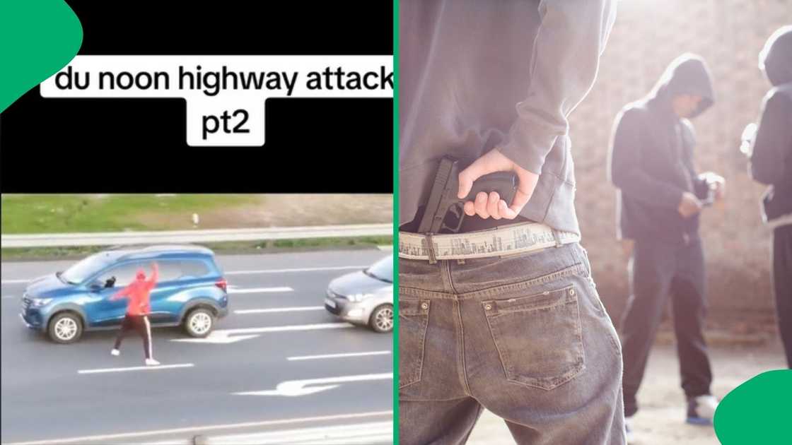Drone captures shocking highway smash-and-grab attempt Drone captures shocking highway smash-and-grab attempt