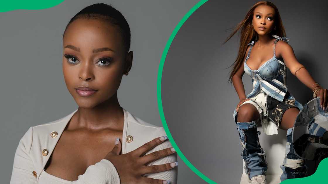 Nandipha Khubone is seen in a cream top and a rugged denim outfit Nandipha Khubone is seen in a cream top and a rugged denim outfit
