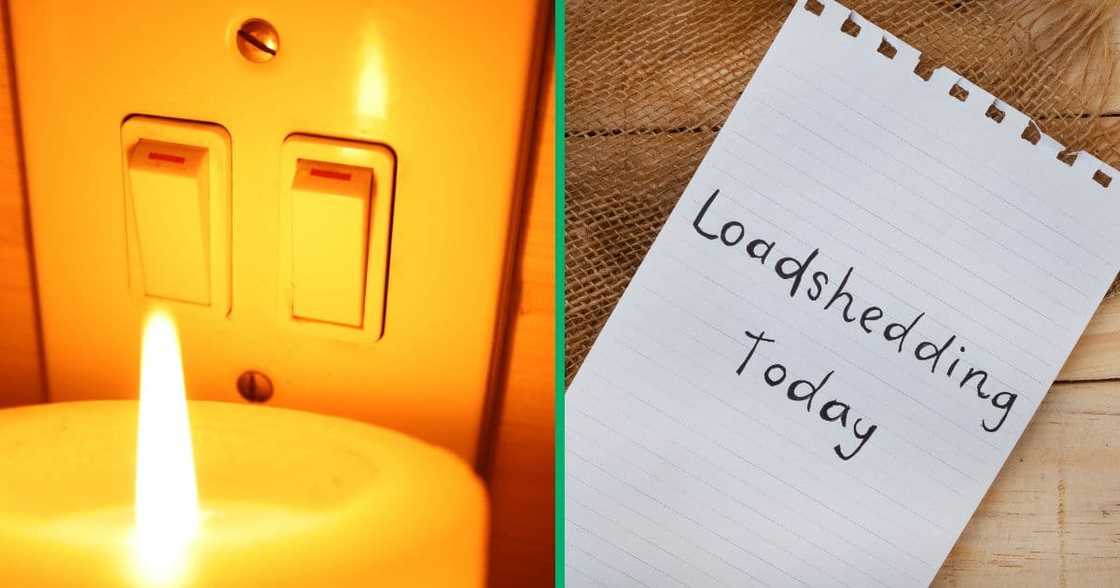 A collage image of a candle lit during loadshedding A collage image of a candle lit during loadshedding