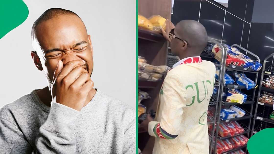 Mzansi laughed at a man wearing a fake Gucci outfit