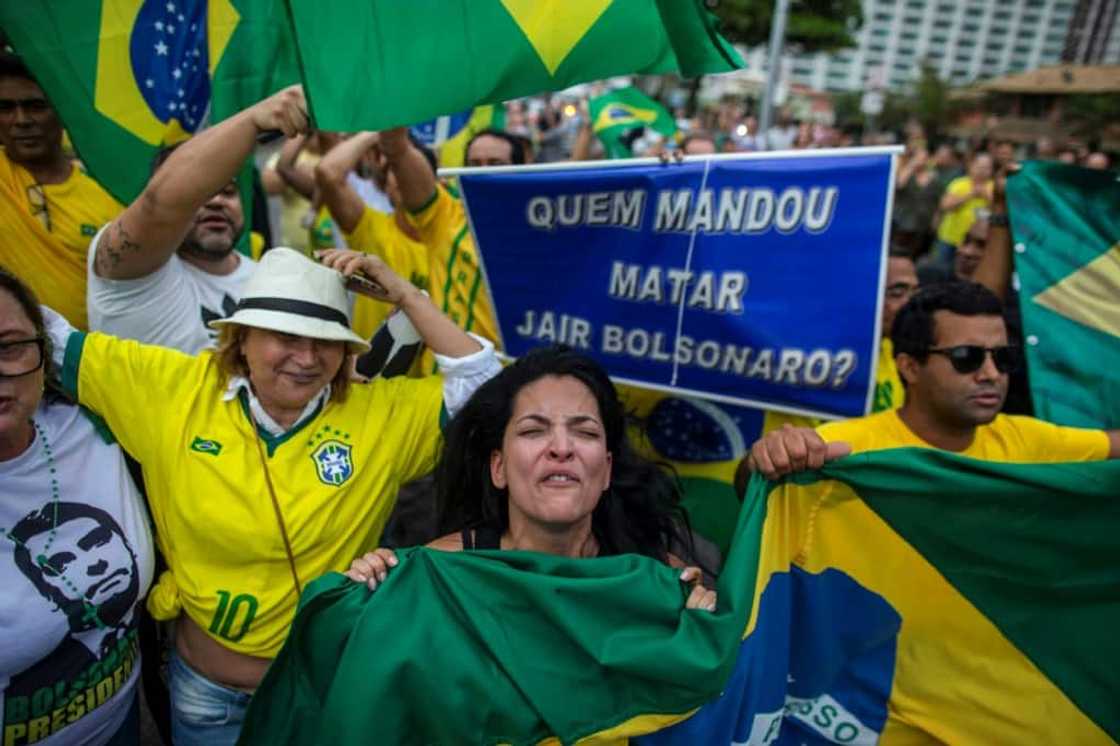 Bolsonaro backers celebrated his election win in 2018 outside his home in Barra Bolsonaro backers celebrated his election win in 2018 outside his home in Barra