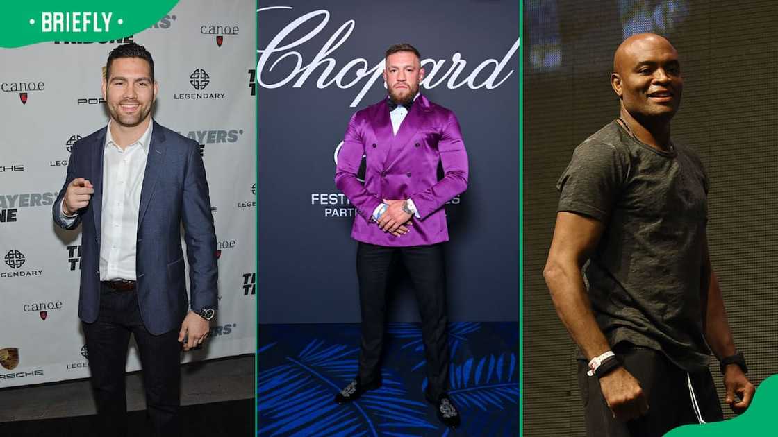 Mixed martial artists Chris Weidman, Conor McGregor and Anderson Silva Mixed martial artists Chris Weidman, Conor McGregor and Anderson Silva