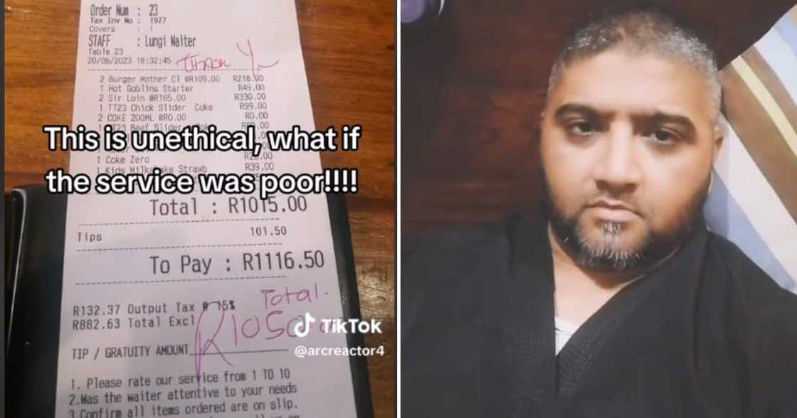 Man charged 10% for a tip on his bill Man charged 10% for a tip on his bill