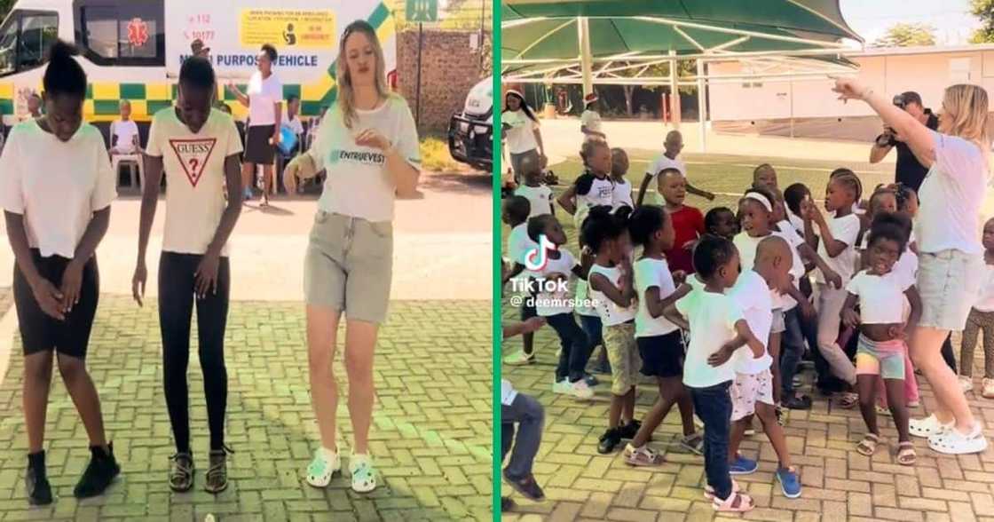 Mrs Bullock danced with kids Mrs Bullock danced with kids