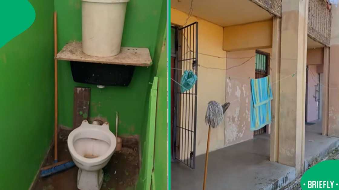 The image on the right captured the deteriorating state of a hostel outside The image on the right captured the deteriorating state of a hostel outside