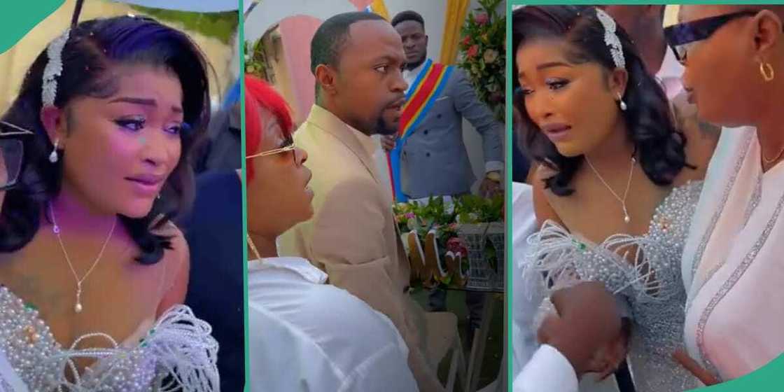 A Bride weeps as her wedding gets threatened by her baby daddy A Bride weeps as her wedding gets threatened by her baby daddy