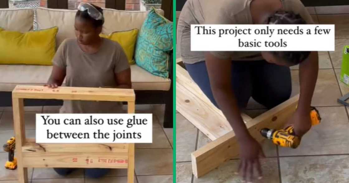 TikTok video by @diybyndivhuwo took Mzansi by storm, showcasing the DIY queen's step-by-step guide on crafting chic wooden garden chairs TikTok video by @diybyndivhuwo took Mzansi by storm, showcasing the DIY queen's step-by-step guide on crafting chic wooden garden chairs