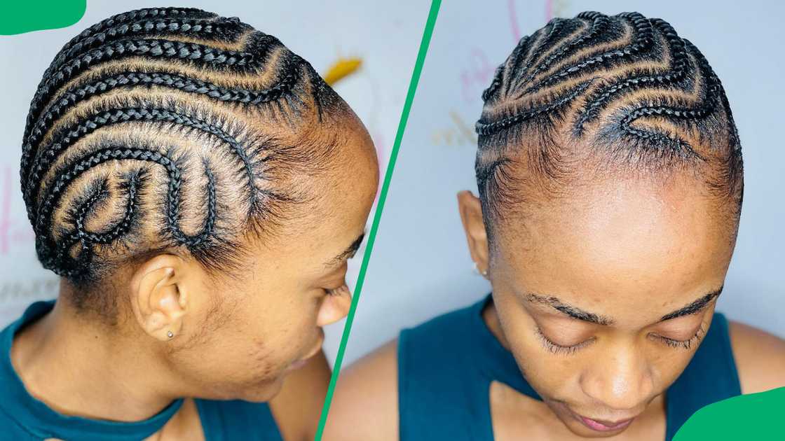 A lady with unique cornrows A lady with unique cornrows