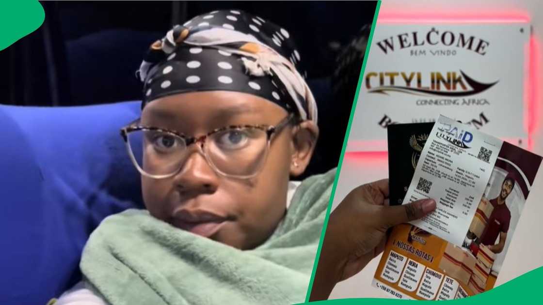 Woman takes bus to Maputo