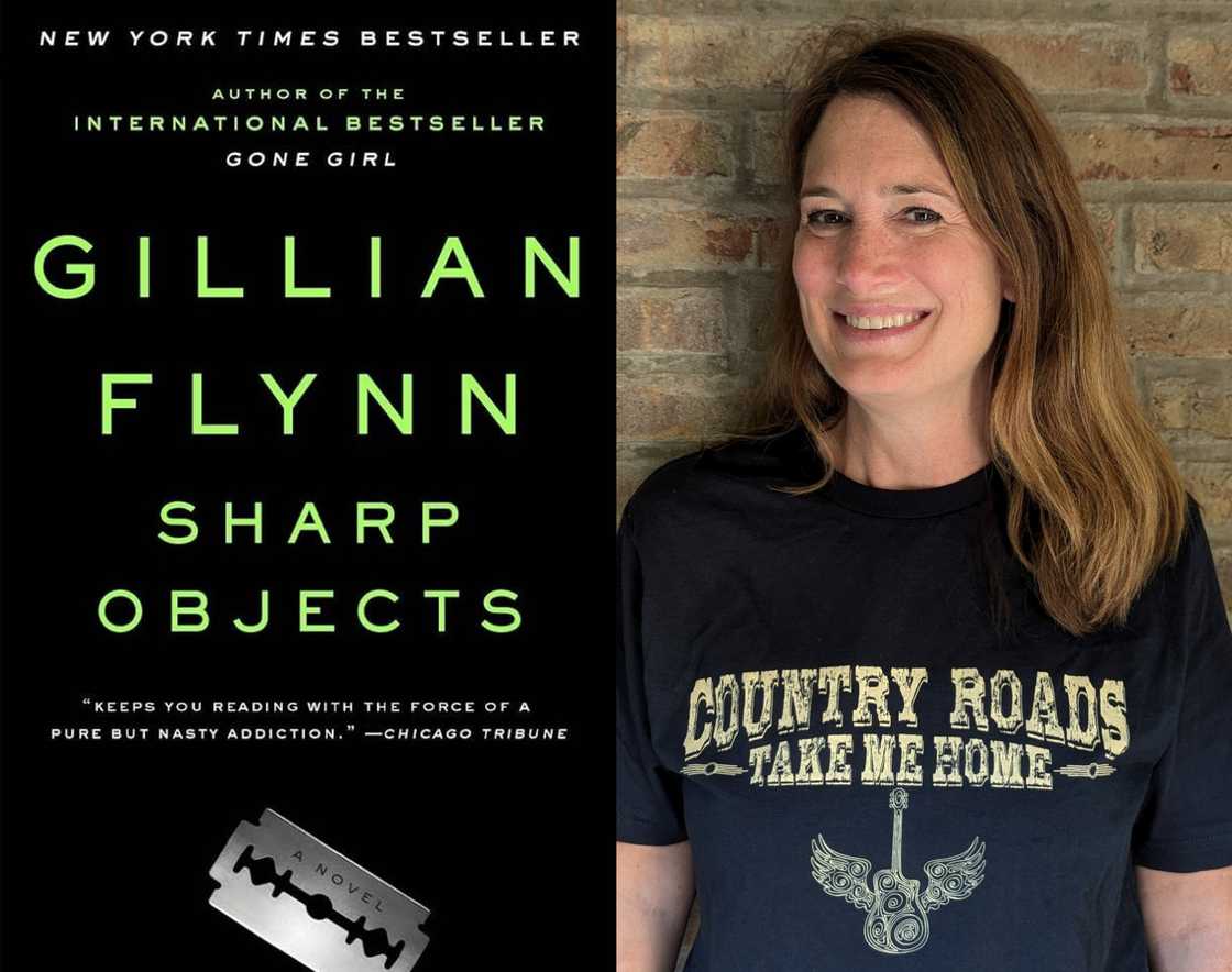 Sharp Objects cover and Gillian Flynn Sharp Objects cover and Gillian Flynn