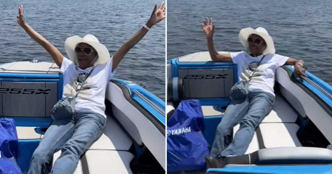 Thembi living her best life on Malcolm Wentzel's boat Thembi living her best life on Malcolm Wentzel's boat