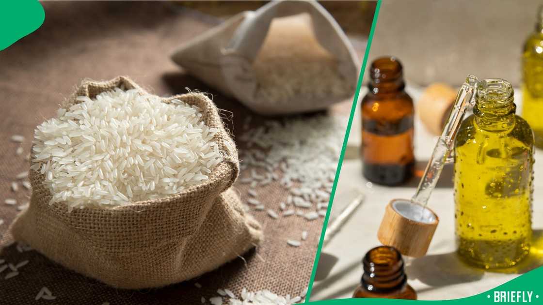 Rice and essential oils. Rice and essential oils.