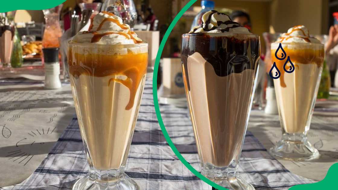 Milkshakes served in glasses