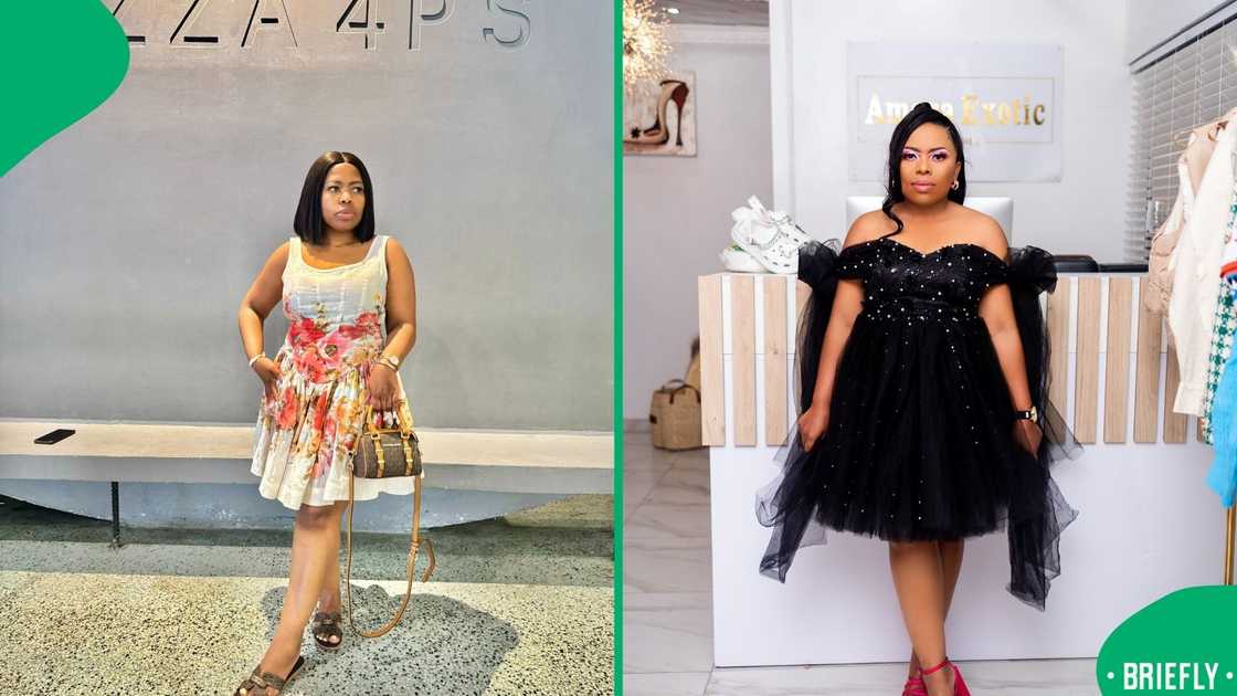 A Mzansi woman showed off her outfit while taking pictures