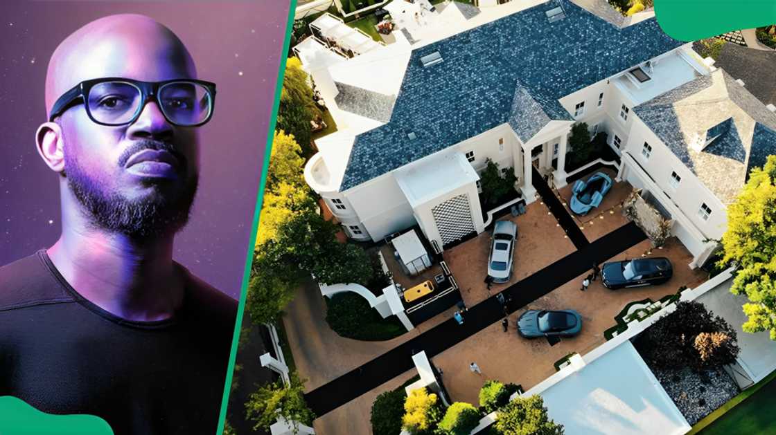 DJ Black Coffee and an aerial view of his house DJ Black Coffee and an aerial view of his house