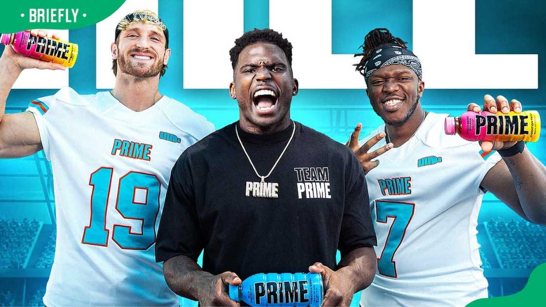 Logan Paul (L), Tyreek Hill (C) and KSI promoting PRIME drink Logan Paul (L), Tyreek Hill (C) and KSI promoting PRIME drink