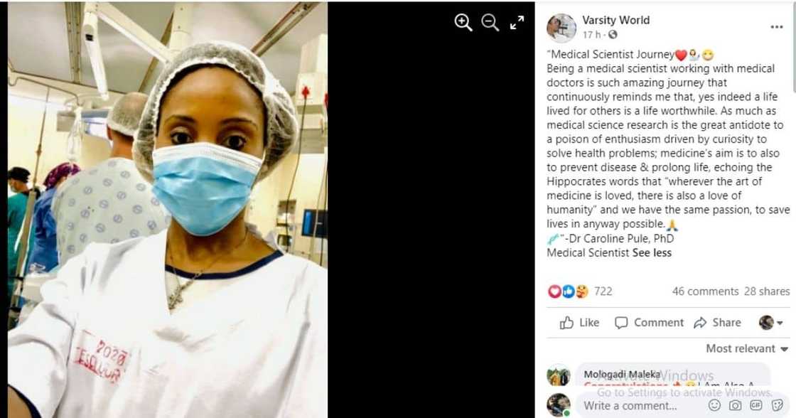 Mzansi's social media users are inspired by a new medical graduate, Dr. Caroline Pule. Image: Facebook Mzansi's social media users are inspired by a new medical graduate, Dr. Caroline Pule. Image: Facebook