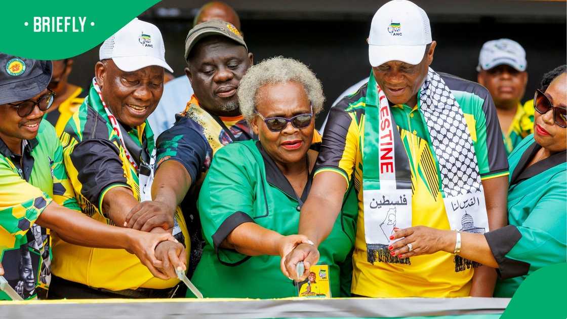 The ANC leadership cutting the cake at the party's 112th birthday celebrations.