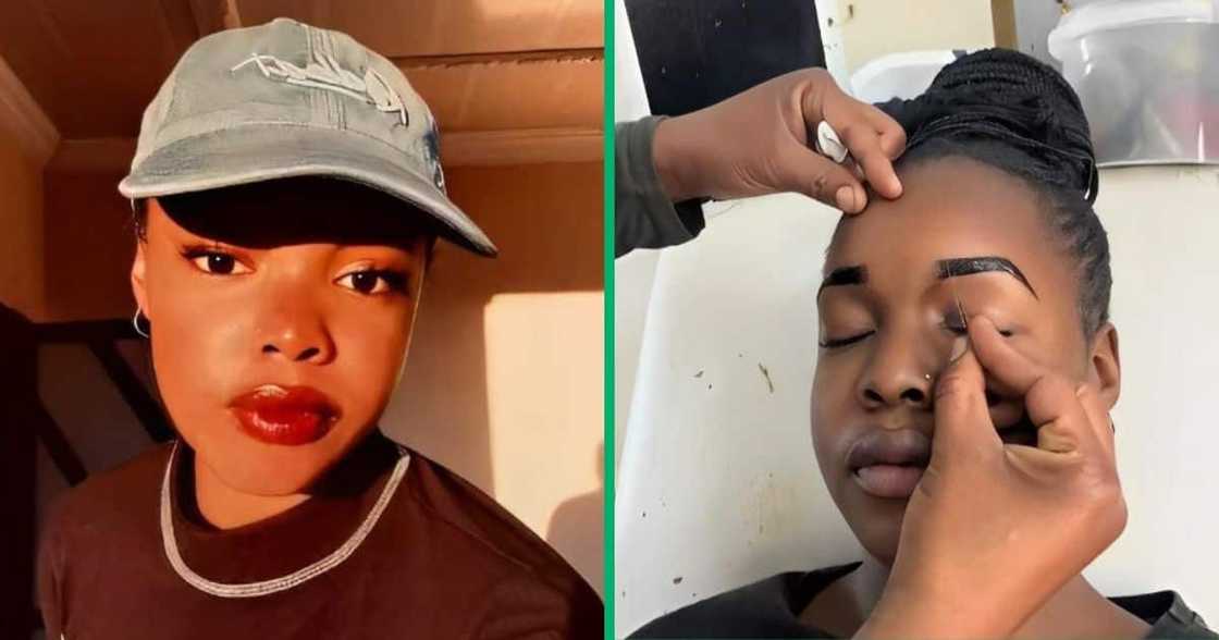 Woman gets her eyebrows tinted. Woman gets her eyebrows tinted.