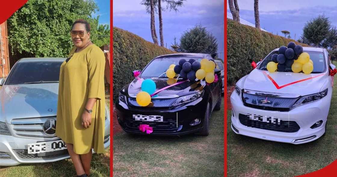Becky Koskey shows off her mums' cars. Becky Koskey shows off her mums' cars.