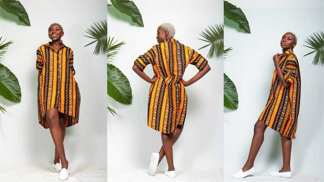 High-low long-sleeved shirt dress High-low long-sleeved shirt dress