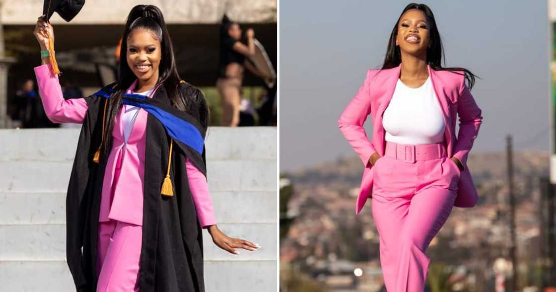 Johannesburg stunner looks pretty in pink at graduation Johannesburg stunner looks pretty in pink at graduation