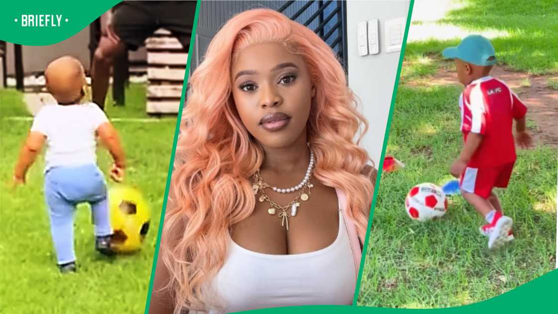 Screenshots of the video of Natasha Thahane's son playing soccer Screenshots of the video of Natasha Thahane's son playing soccer
