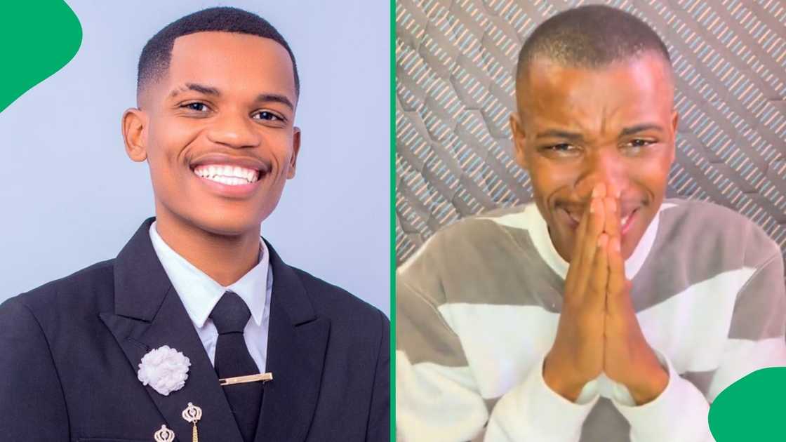 A man post video of his tearful celebration after graduating. A man post video of his tearful celebration after graduating.
