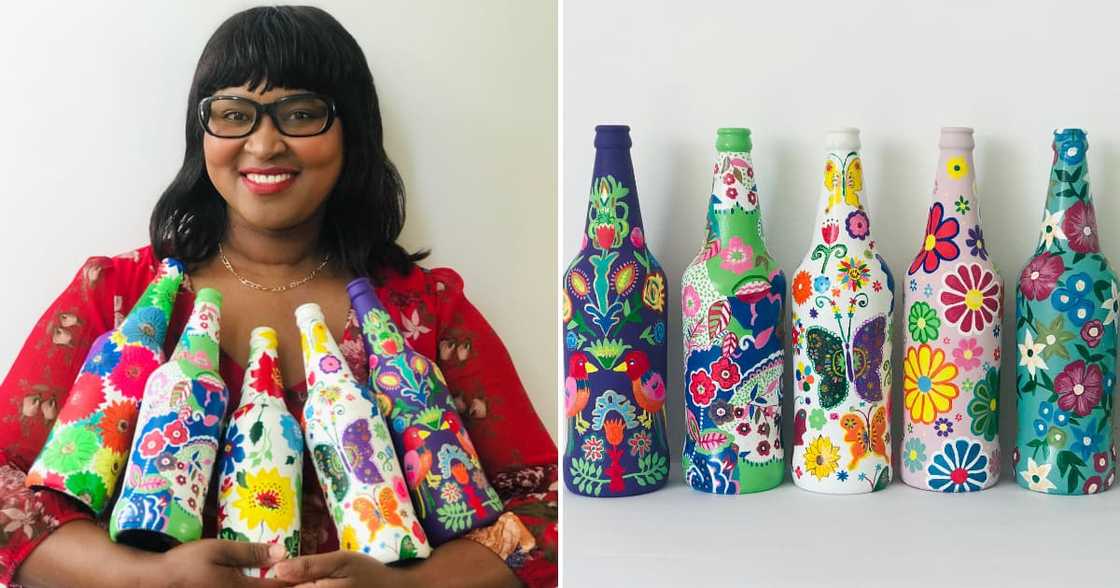 A lady who lives in North West creates art from upcycled bottles