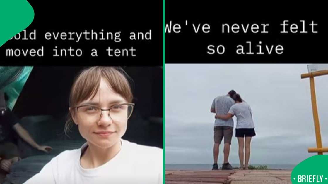 The visual on the right showed the couple hugging