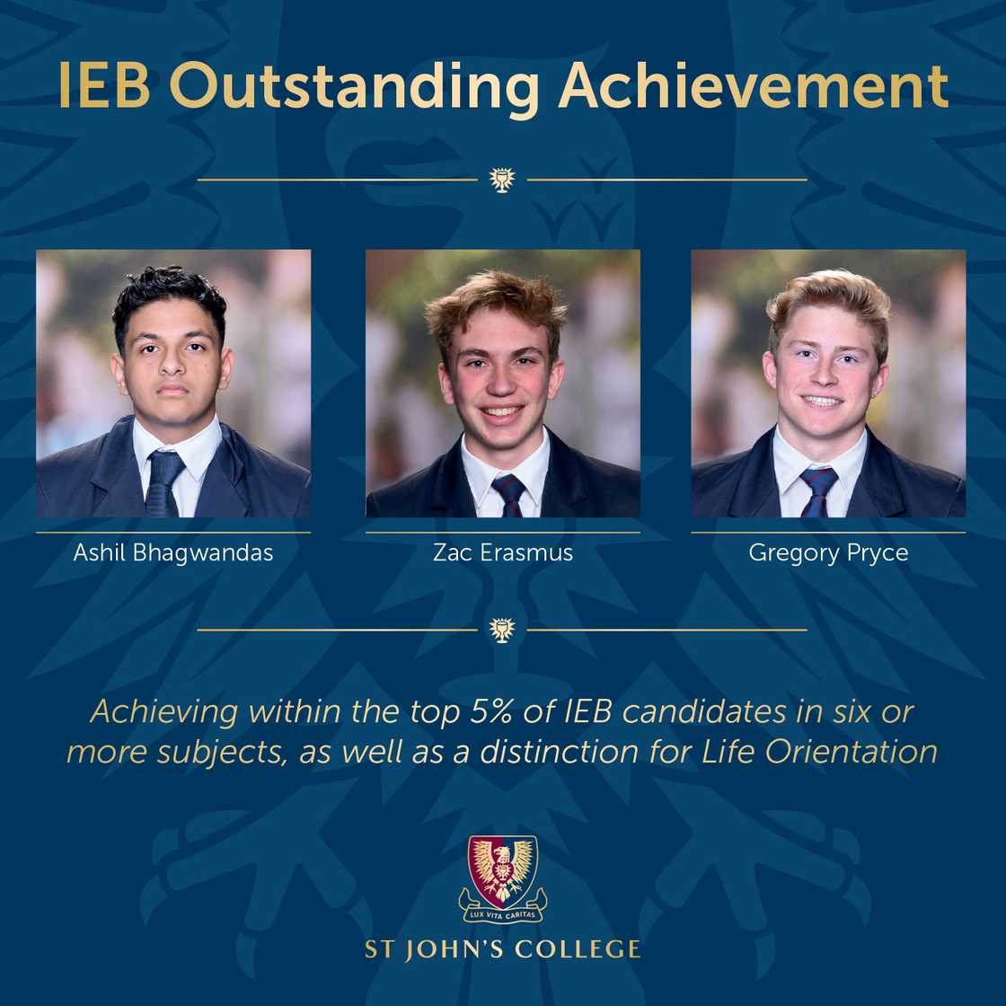 Zac Erasmus earned a place on the IEB's Outstanding Achievement list. Zac Erasmus earned a place on the IEB's Outstanding Achievement list.