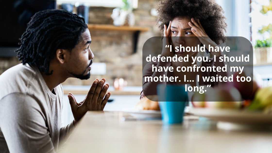 A man apologises to his wife A man apologises to his wife