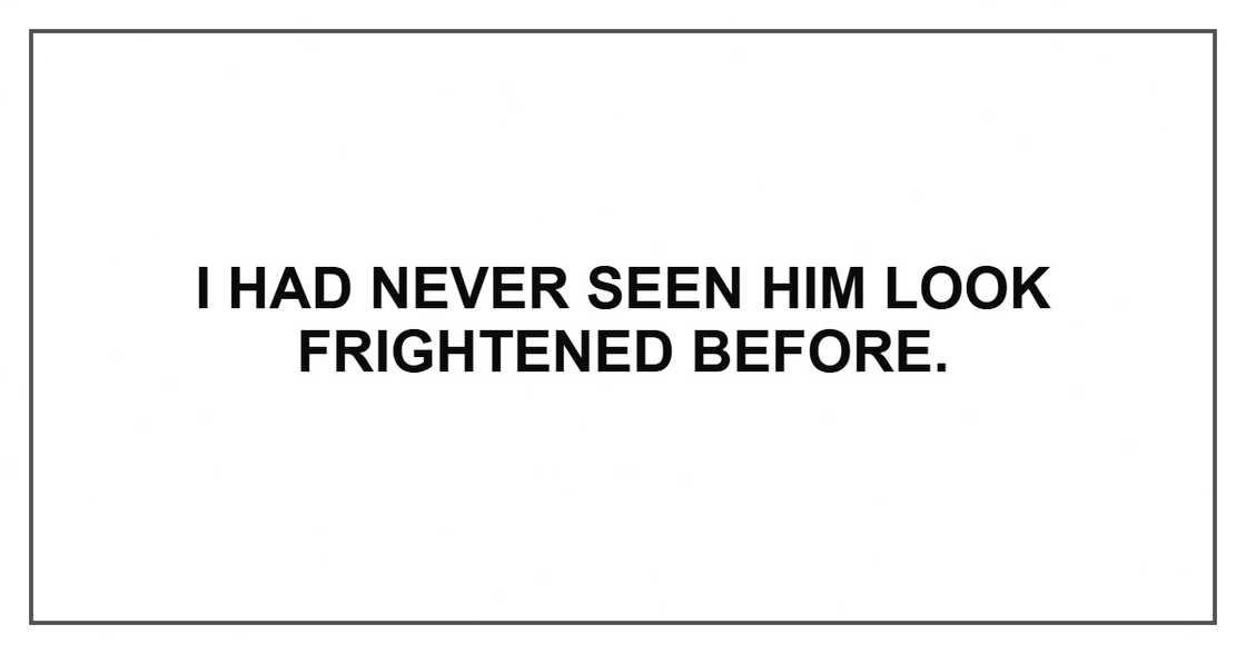 I had never seen him look frightened before. I had never seen him look frightened before.