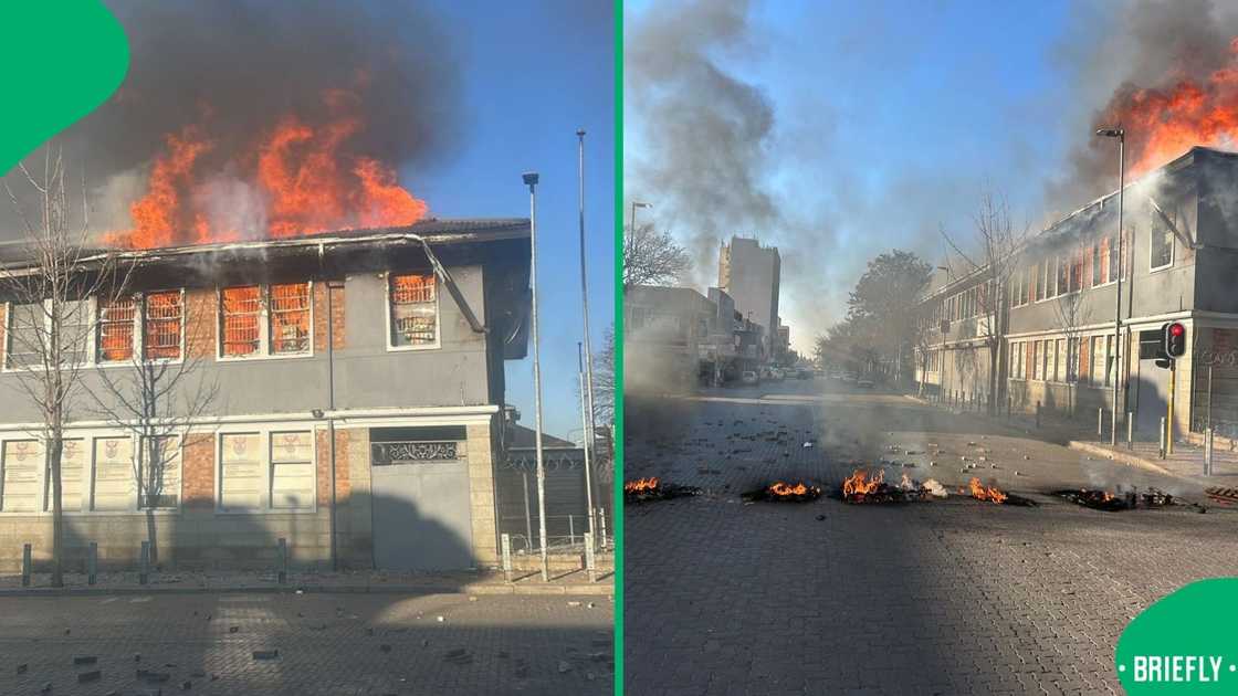 The Germiston Department of Home Affairs building is on fire The Germiston Department of Home Affairs building is on fire